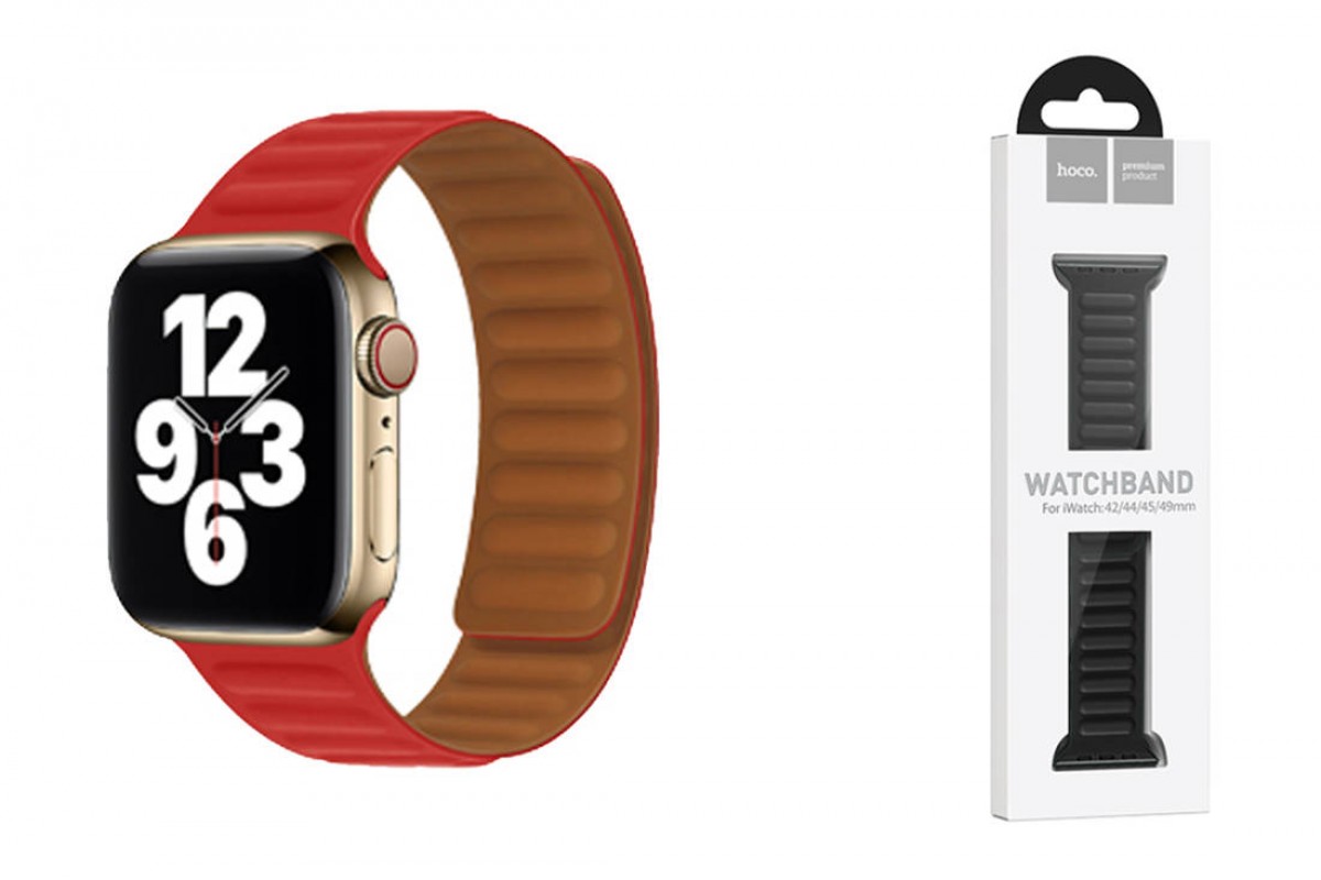 Ремешок для Apple Watch HOCO WA21 Flexible series second-generation chain magnetic silicone strap (42/44/45/49 мм) красный