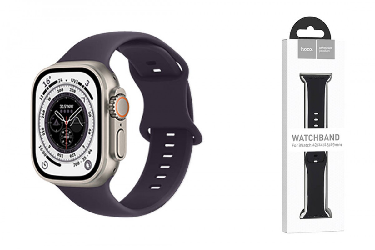 Ремешок для Apple Watch HOCO WA15 Flexible series 8-character buckle solid color silicone strap (42/44/45/49 мм) малиновая вишня