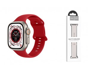 Ремешок для Apple Watch HOCO WA15 Flexible series 8-character buckle solid color silicone strap (42/44/45/49 мм) большой красный