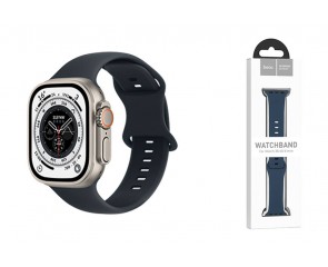 Ремешок для Apple Watch HOCO WA15 Flexible series 8-character buckle solid color silicone strap (38/40/41 мм) полночно синий