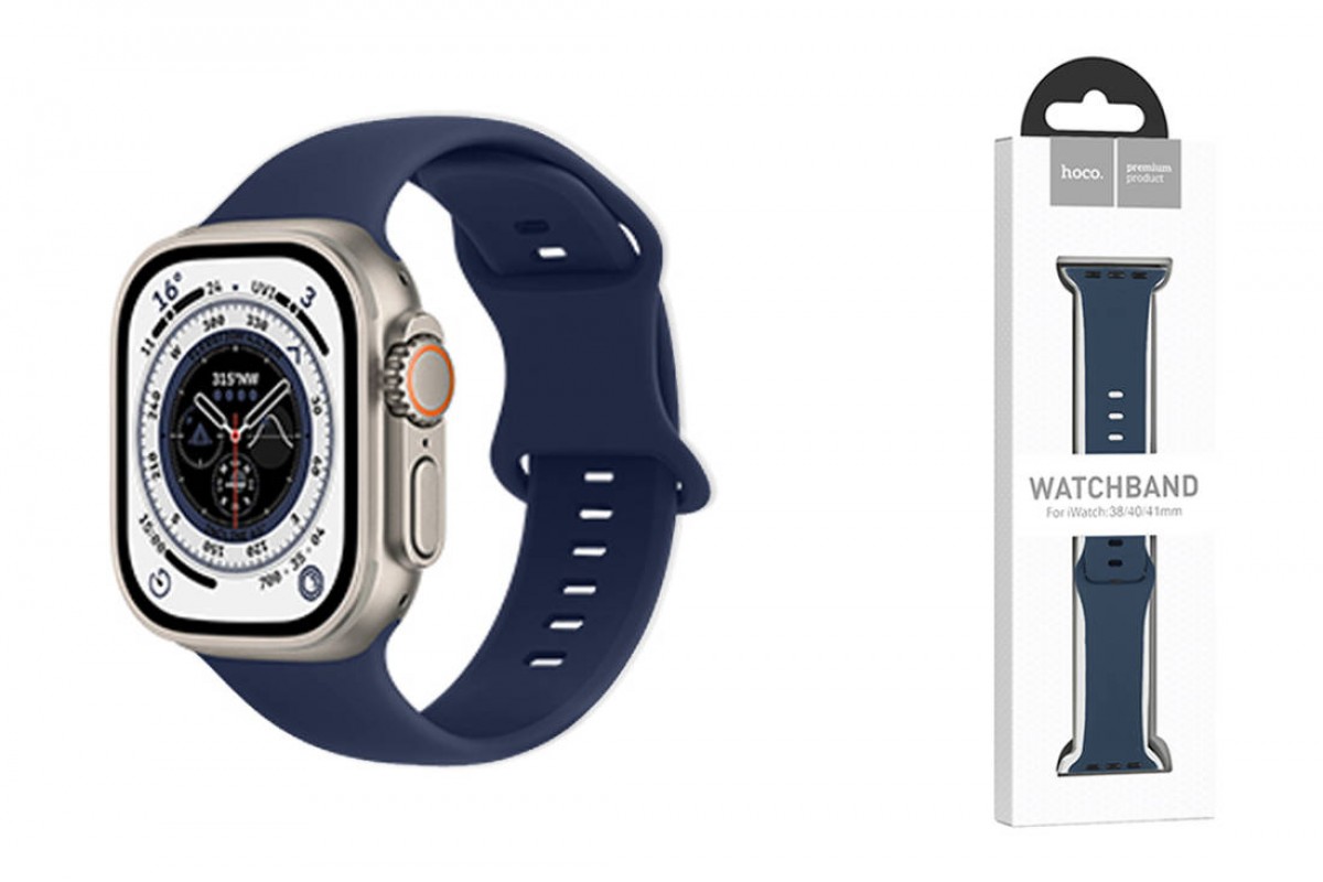 Ремешок для Apple Watch HOCO WA15 Flexible series 8-character buckle solid color silicone strap (38/40/41 мм) морская синева