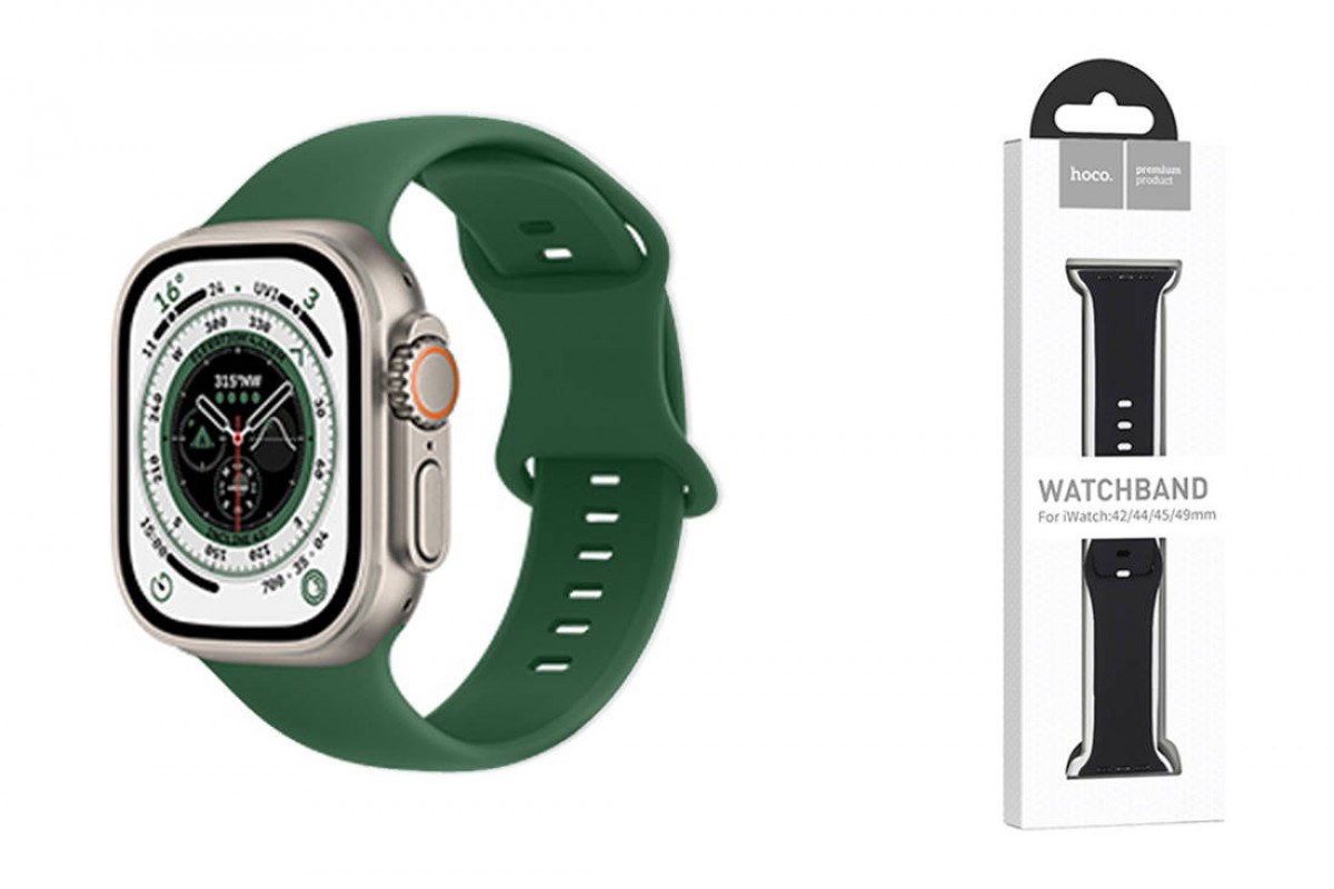 Ремешок для Apple Watch HOCO WA15 Flexible series 8-character buckle solid color silicone strap (38/40/41 мм) сосново-зеленый