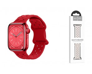 Ремешок для Apple Watch HOCO WA16 Flexible series bamboo pattern solid color silicone strap (38/40/41 мм) большой красный