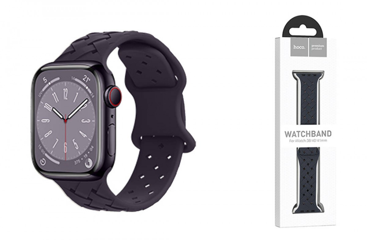 Ремешок для Apple Watch HOCO WA16 Flexible series bamboo pattern solid color silicone strap (38/40/41 мм) малиновая вишня