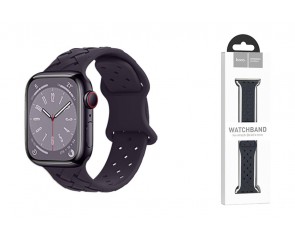Ремешок для Apple Watch HOCO WA16 Flexible series bamboo pattern solid color silicone strap (38/40/41 мм) малиновая вишня