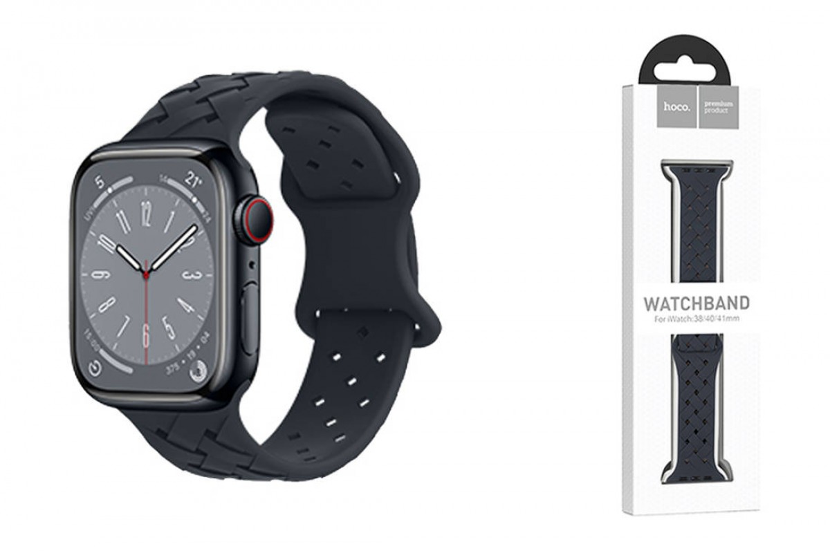 Ремешок для Apple Watch HOCO WA16 Flexible series bamboo pattern solid color silicone strap (38/40/41 мм) полночный синий