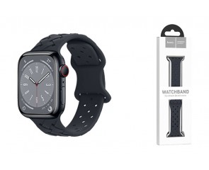 Ремешок для Apple Watch HOCO WA16 Flexible series bamboo pattern solid color silicone strap (42/44/45/49 мм) полночный синий