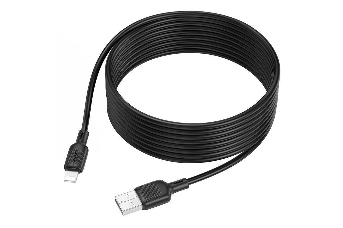 Кабель USB - Lightning BOROFONE BX113 2,4A (черный) 3м силиконовый