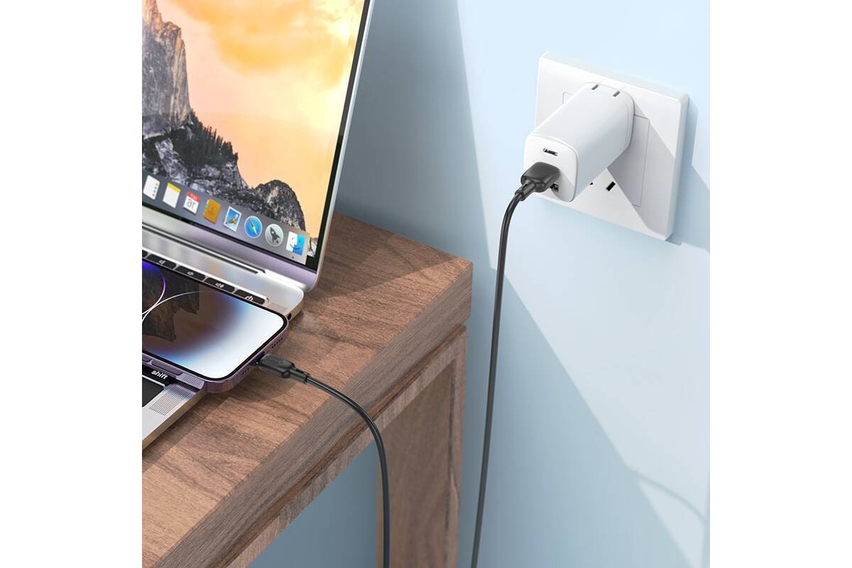 Кабель USB - Lightning BOROFONE BX113 2,4A (черный) 3м силиконовый