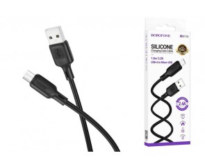 Кабель USB - MicroUSB BOROFONE BX113 2,4A (черный) 1м силиконовый Кабель USB - MicroUSB BOROFONE BX113 2,4A (черный) 1м силиконовый