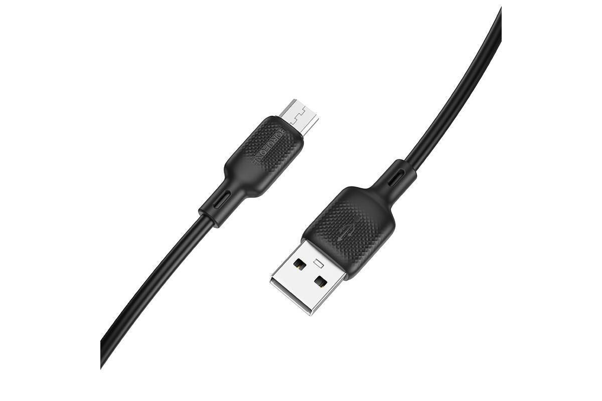Кабель USB - MicroUSB BOROFONE BX113 2,4A (черный) 1м силиконовый
