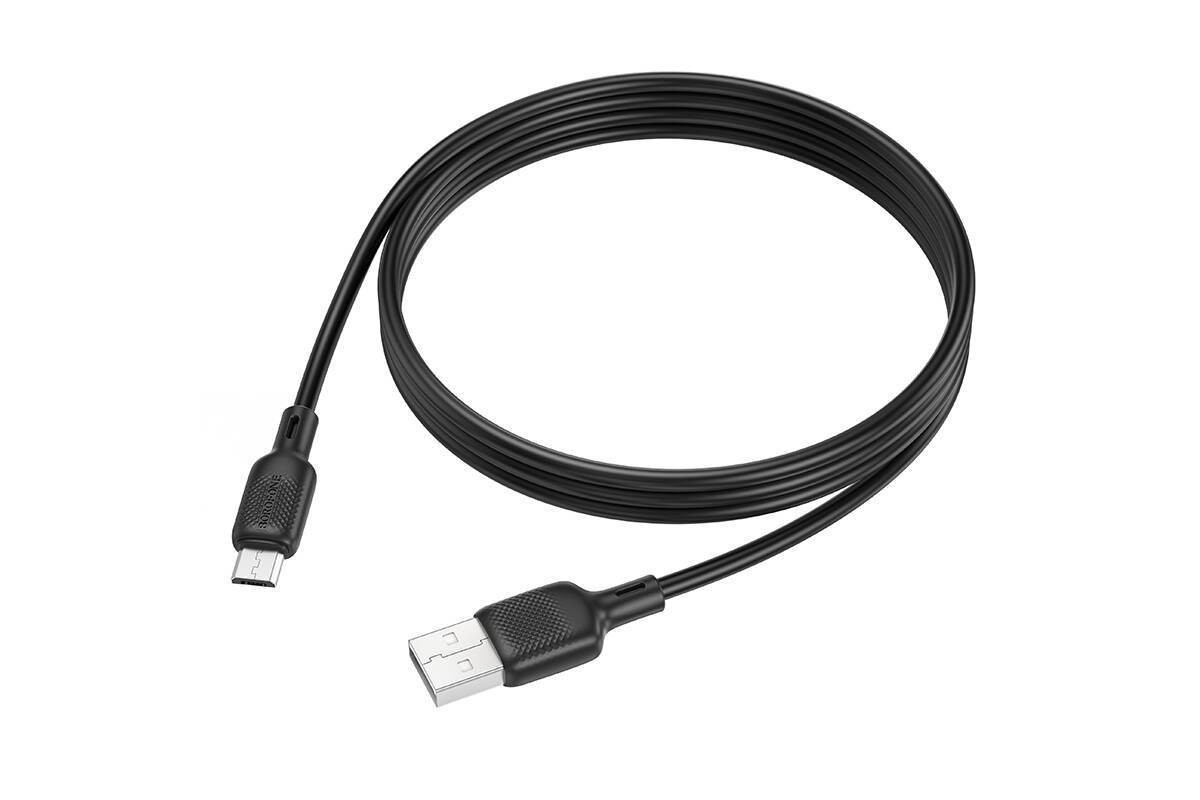 Кабель USB - MicroUSB BOROFONE BX113 2,4A (черный) 1м силиконовый