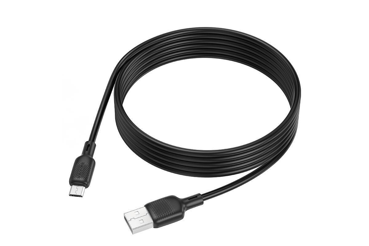 Кабель USB - MicroUSB BOROFONE BX113 2,4A (черный) 2м силиконовый