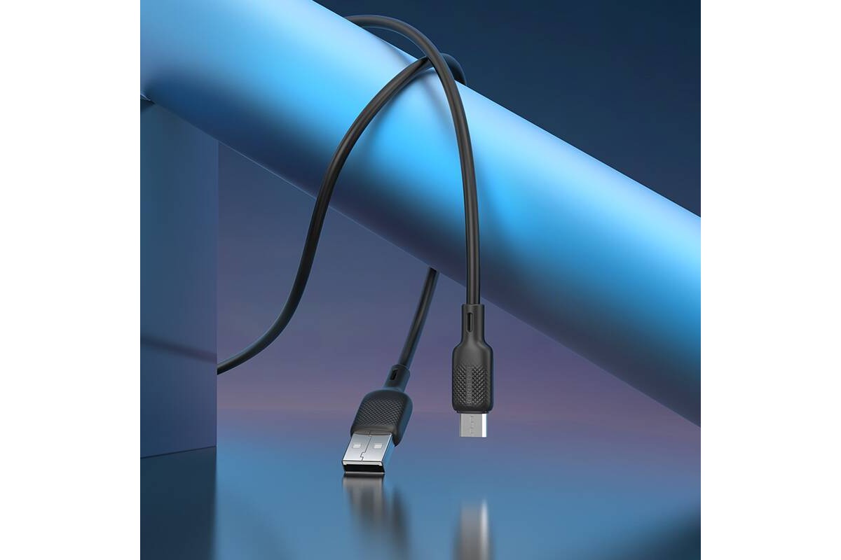 Кабель USB - MicroUSB BOROFONE BX113 2,4A (черный) 2м силиконовый