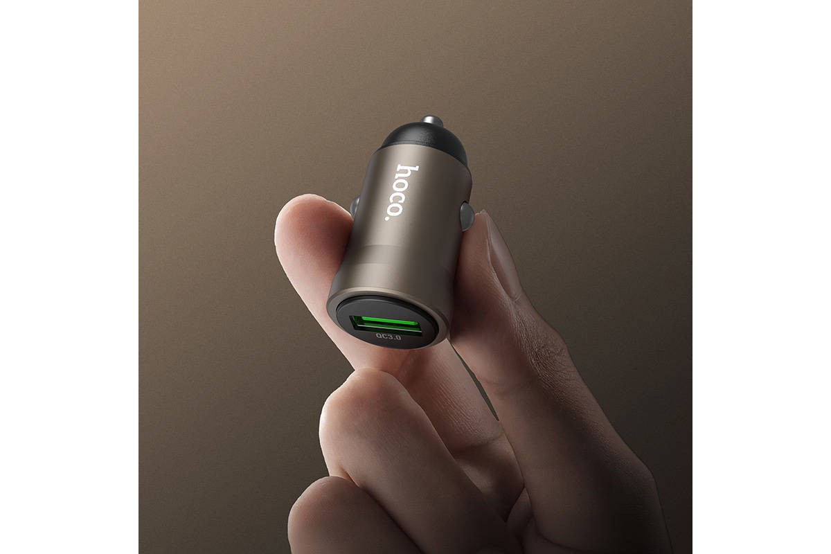 Автомобильное зарядное устройство АЗУ USB-A + кабель Mciro USB - USB HOCO Z62 Energy single-port QC3.0 (металлический серый)