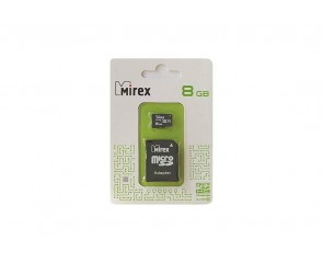 Карта памяти microSDHC MIREX 8 GB (class 10) с адаптером (13613-AD10SD08)