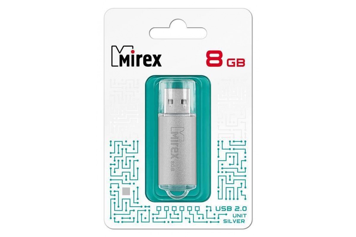 Флешка USB 2.0 Mirex UNIT SILVER 8GB (ecopack) Флешка USB 2.0 Mirex UNIT SILVER 8GB (ecopack)