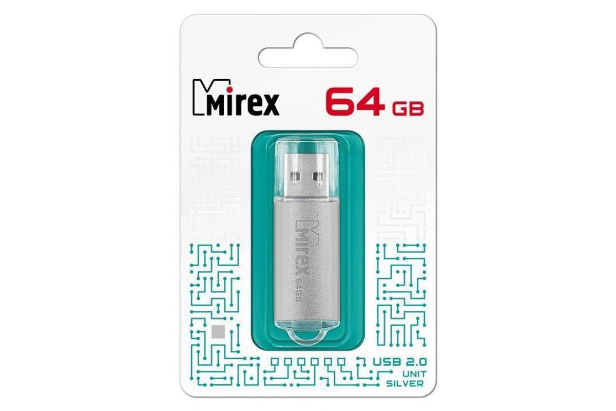 Флешка USB 2.0 Mirex UNIT SILVER 64GB (ecopack)