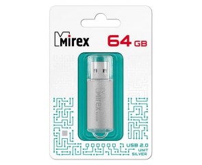 Флешка USB 2.0 Mirex UNIT SILVER 64GB (ecopack)