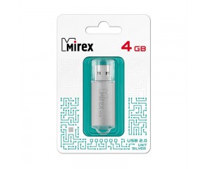 Флешка USB 2.0 Mirex UNIT SILVER 4GB (ecopack)