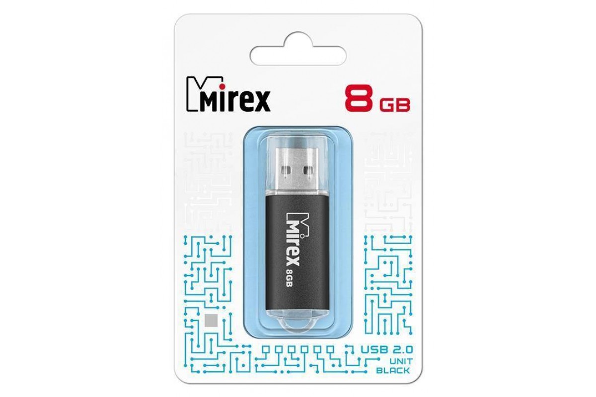 Флешка USB 2.0 Mirex UNIT BLACK 8GB (ecopack)