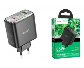 Сетевое зарядное устройство 2USB-C + USB HOCO CS44A Smart PD65W + QC3.0 (черный)