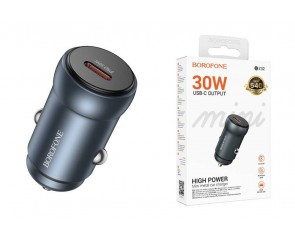 Автомобильное зарядное устройство АЗУ USB-C BOROFONE BZ32 Fresh single port (один порт)PD30W (металлический серый)