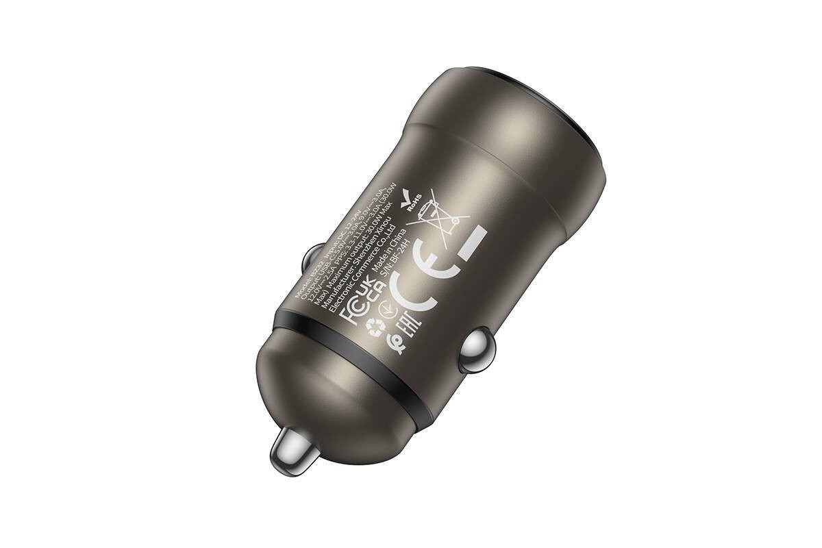 Автомобильное зарядное устройство АЗУ USB-C BOROFONE BZ32 Fresh single port (один порт)PD30W (металлический серый)
