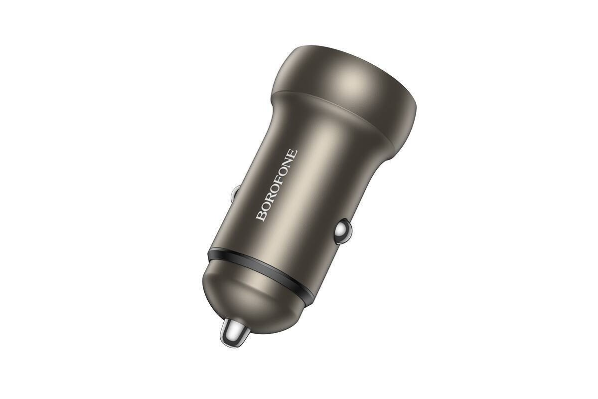 Автомобильное зарядное устройство АЗУ USB + USB-C BOROFONE BZ32A Fresh PD30W+QC3.0 (металлический серый)