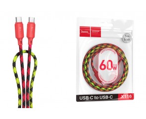 Кабель USB Type-C - USB Type-C HOCO X116 Meridian 60W (красный градиент)
