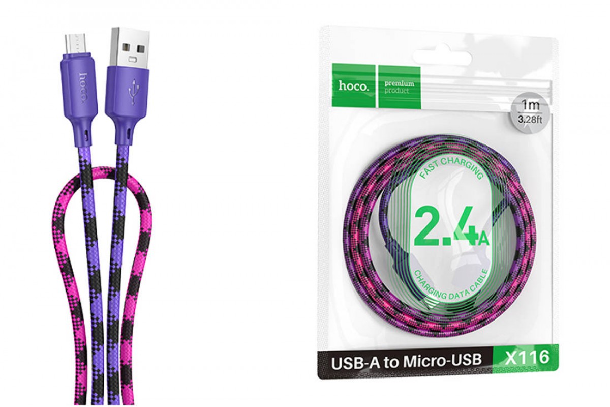 Кабель USB - MicroUSB HOCO X116 Meridian (фиолетовый градиент)