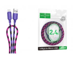 Кабель USB - MicroUSB HOCO X116 Meridian (фиолетовый градиент)