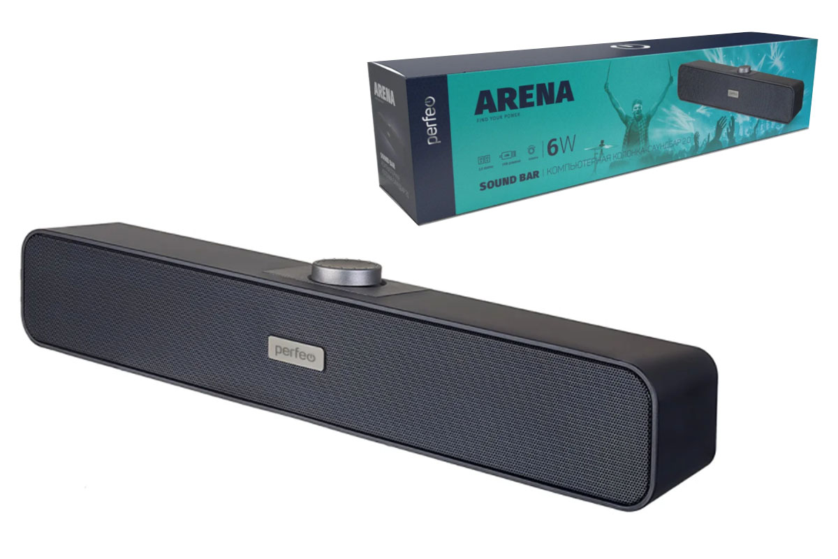Колонка-саундбар Perfeo "ARENA", мощность 6 Вт, USB, "графит" PF_A4437