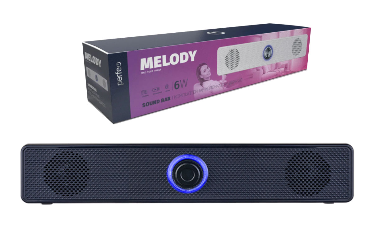 Колонка-саундбар Perfeo "MELODY", мощность 6 Вт, USB, пластик, черный PF_A4435