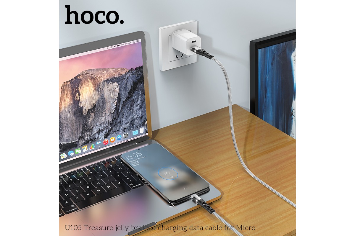 Кабель USB - MicroUSB HOCO U105 3A серебристый 1,2м