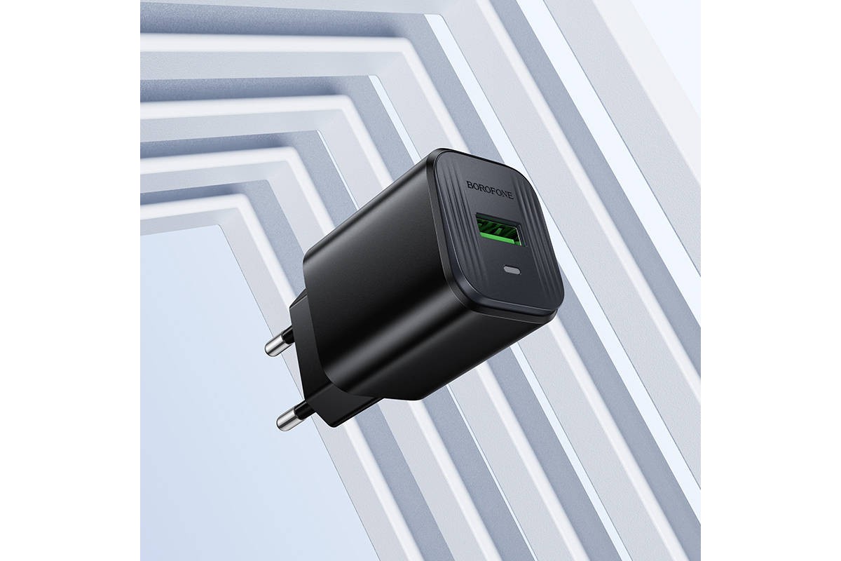Сетевое зарядное устройство USB + кабель Type-C BOROFONE BAS82A 18W  черный