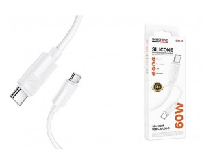 Кабель USB Type-C - USB Type-C BOROFONE BX123/ 1m/ 60W/ белый силиконовый