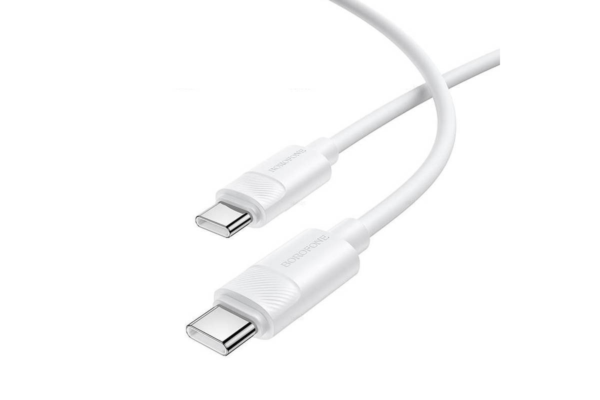 Кабель USB Type-C - USB Type-C BOROFONE BX123/ 1m/ 60W/ белый силиконовый