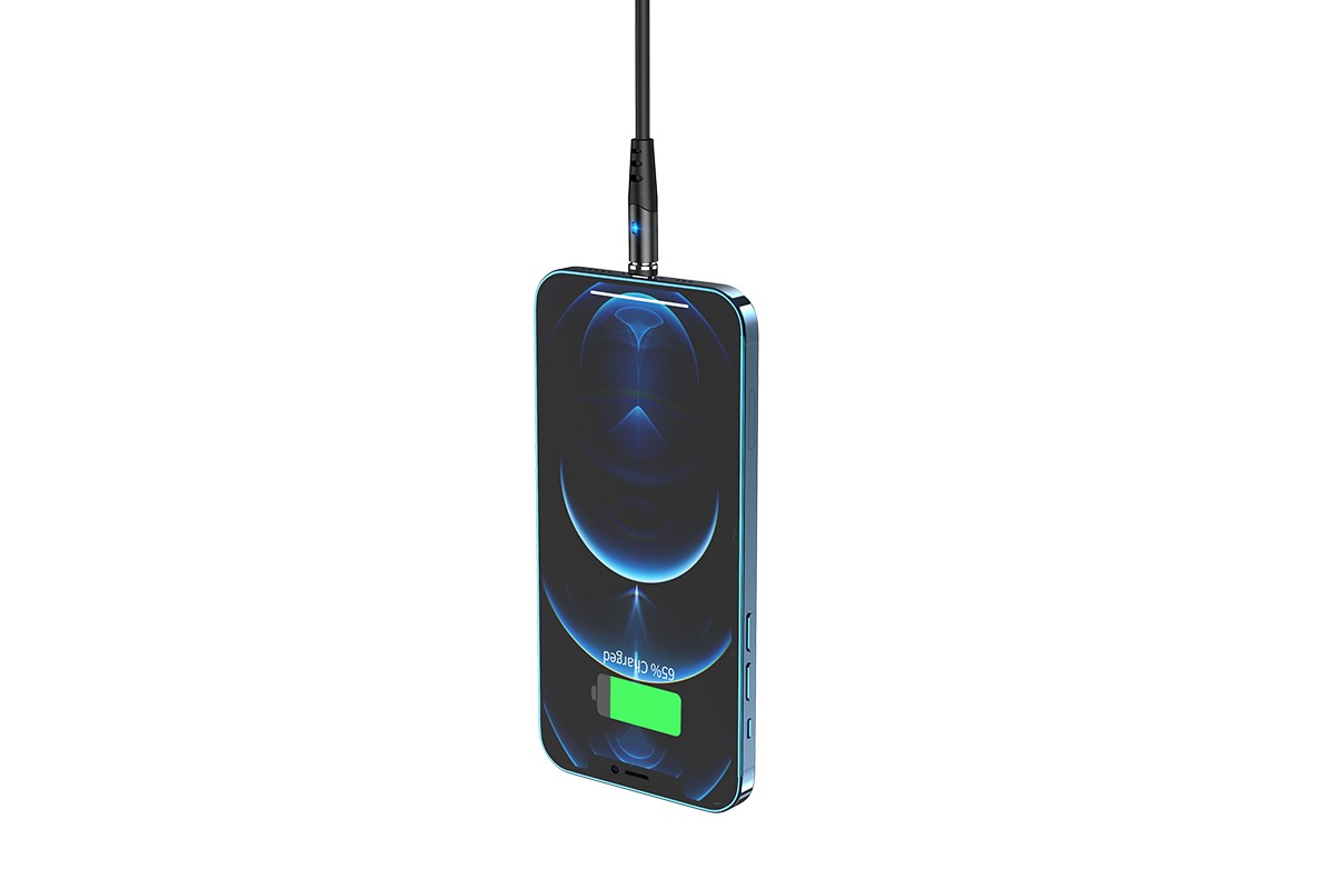 Кабель для iPhone HOCO X60 Honorific silicone magnetic Lightning (черный) 1 метр