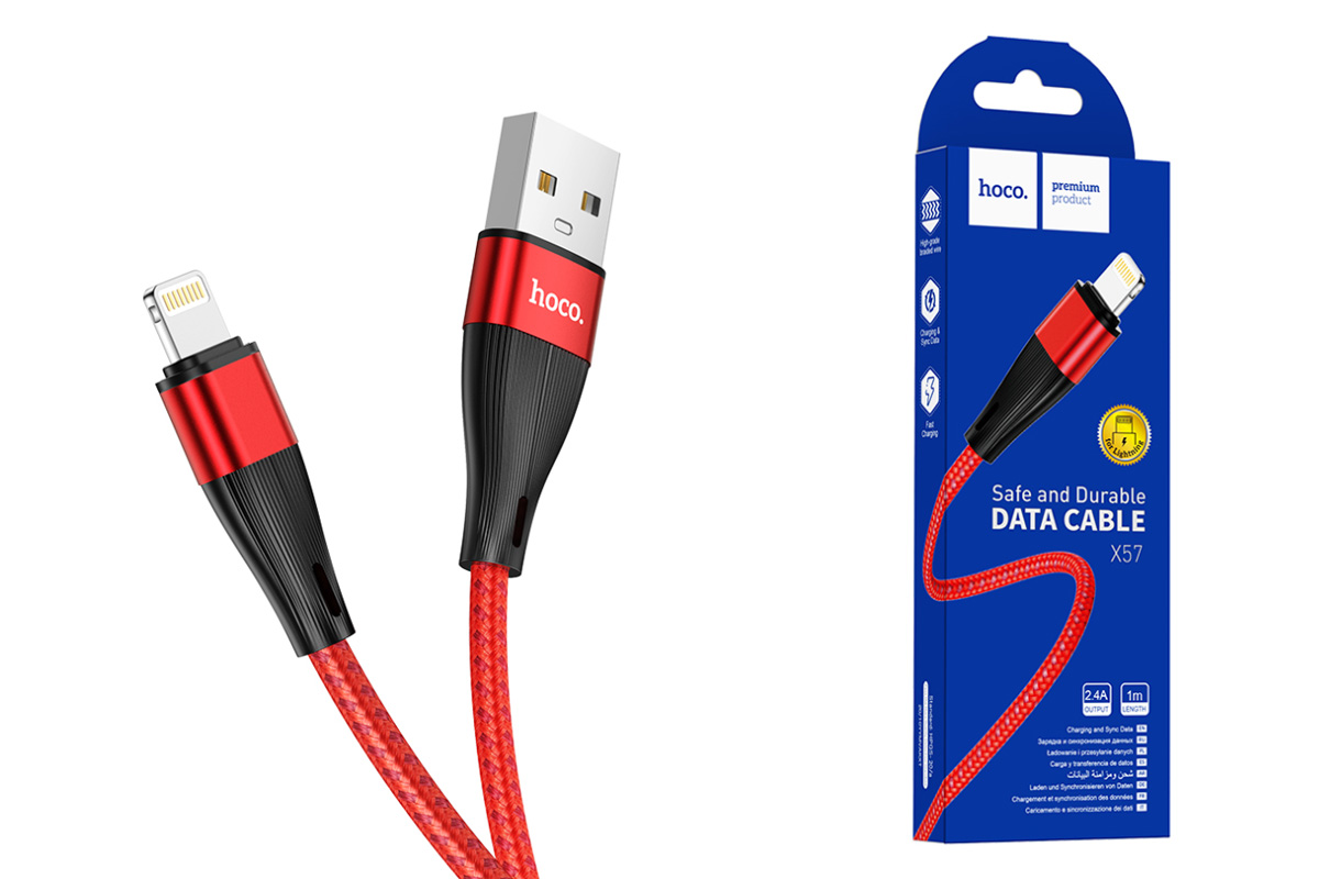 Кабель для iPhone HOCO X57 Blessing charging data cable for Lightning 1м красный