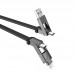 Кабель USB 3 в 1 HOCO DU03 магнитный lightning/Micro/Type-C (серый) 1 метр