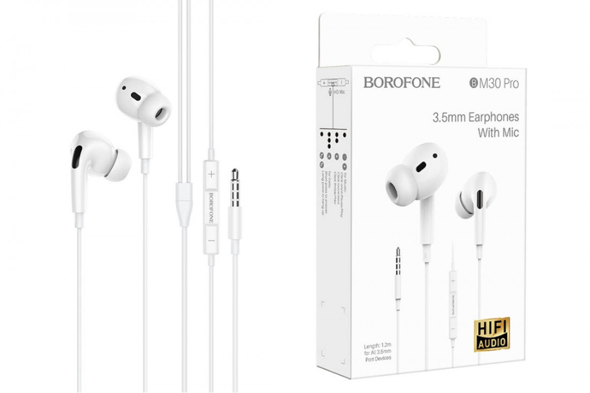 Наушники BOROFONE BM30 Pro Original series earphones 3.5 mm белая