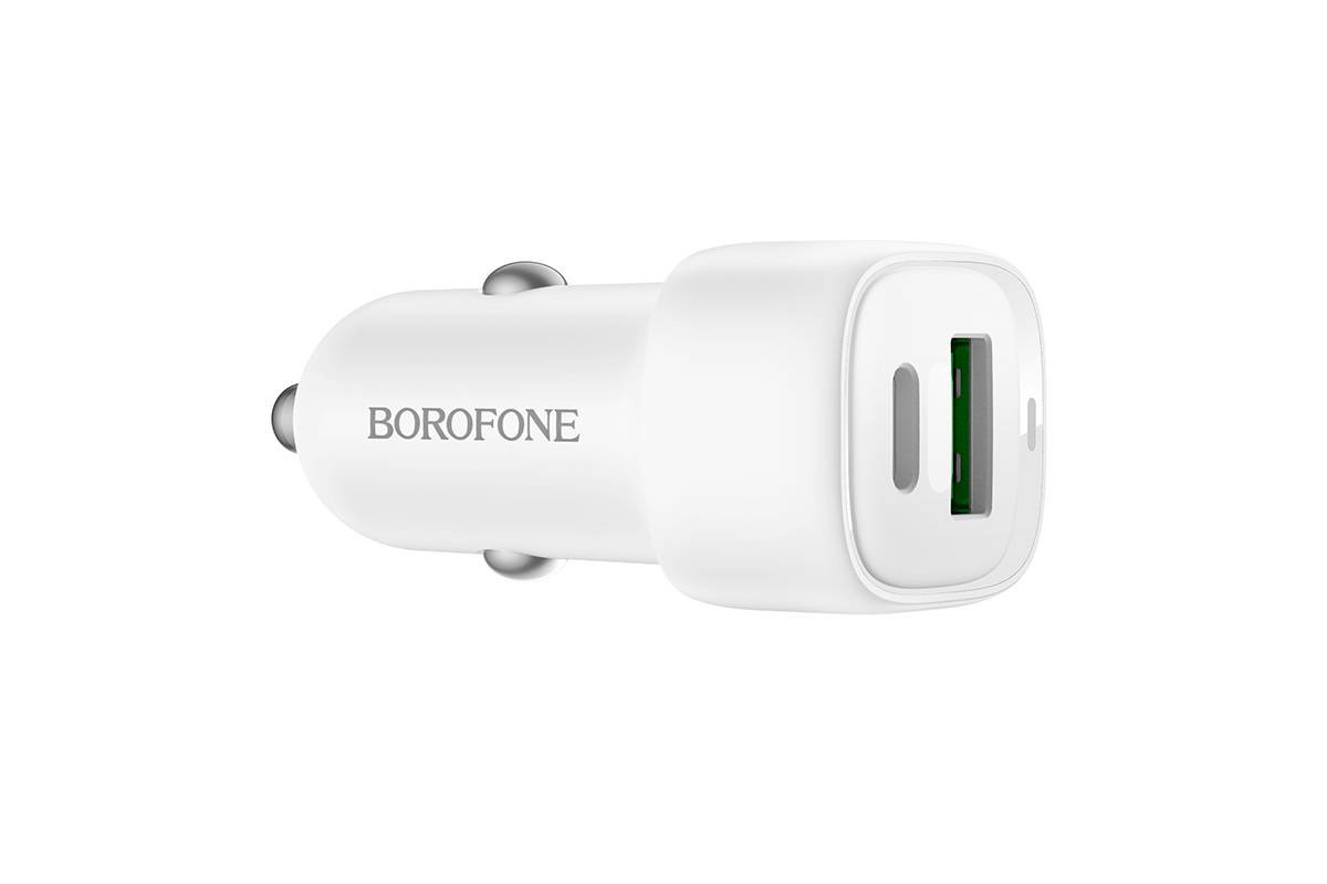 Автомобильное зарядное устройство АЗУ USB + Type-C BOROFONE BZ34B Cloud PD38W  (белый)