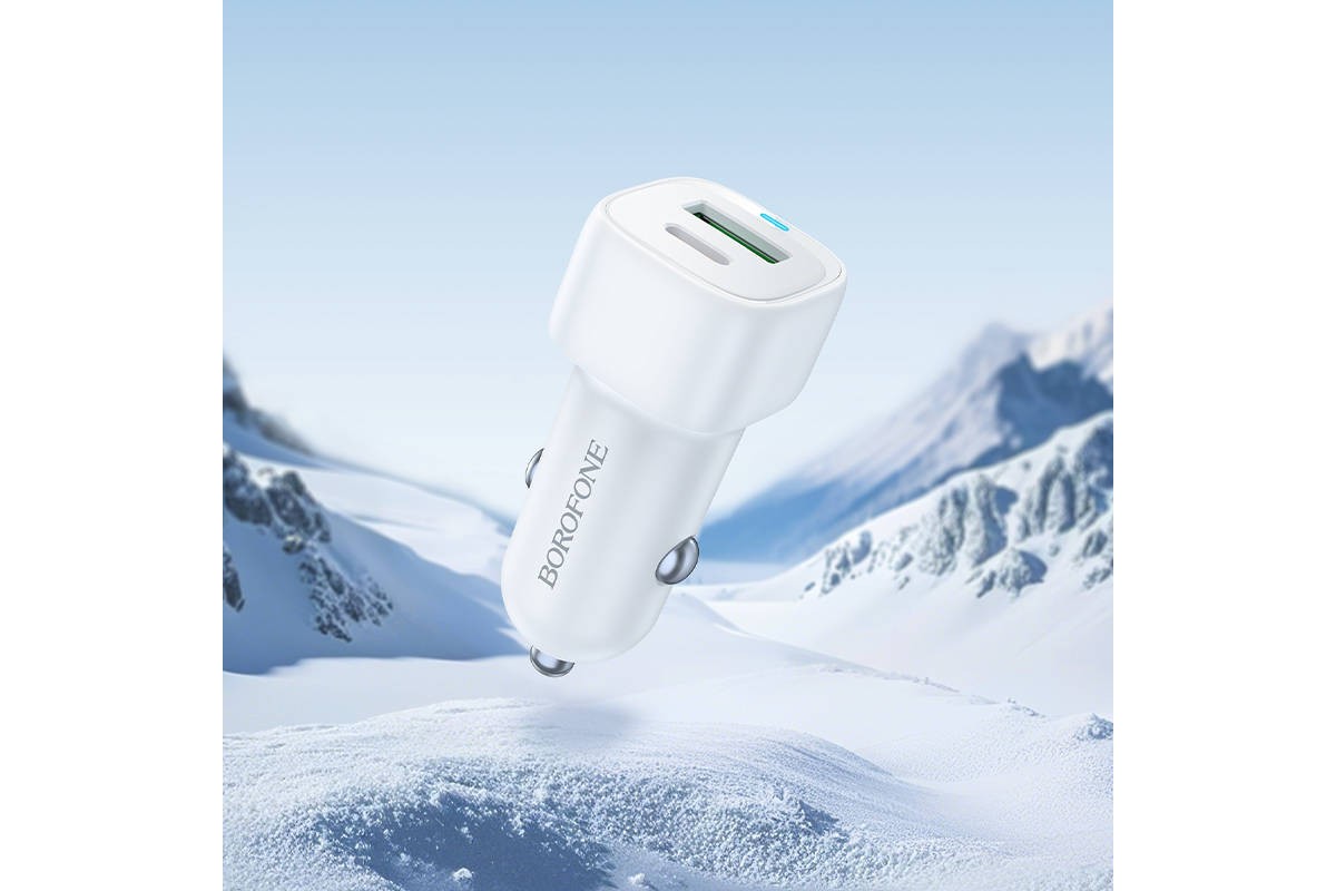 Автомобильное зарядное устройство АЗУ USB + Type-C BOROFONE BZ34B Cloud PD38W  (белый)