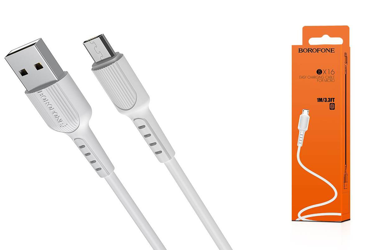Кабель USB micro USB BOROFONE BX16 Easy charging cable (белый) 1 метр
