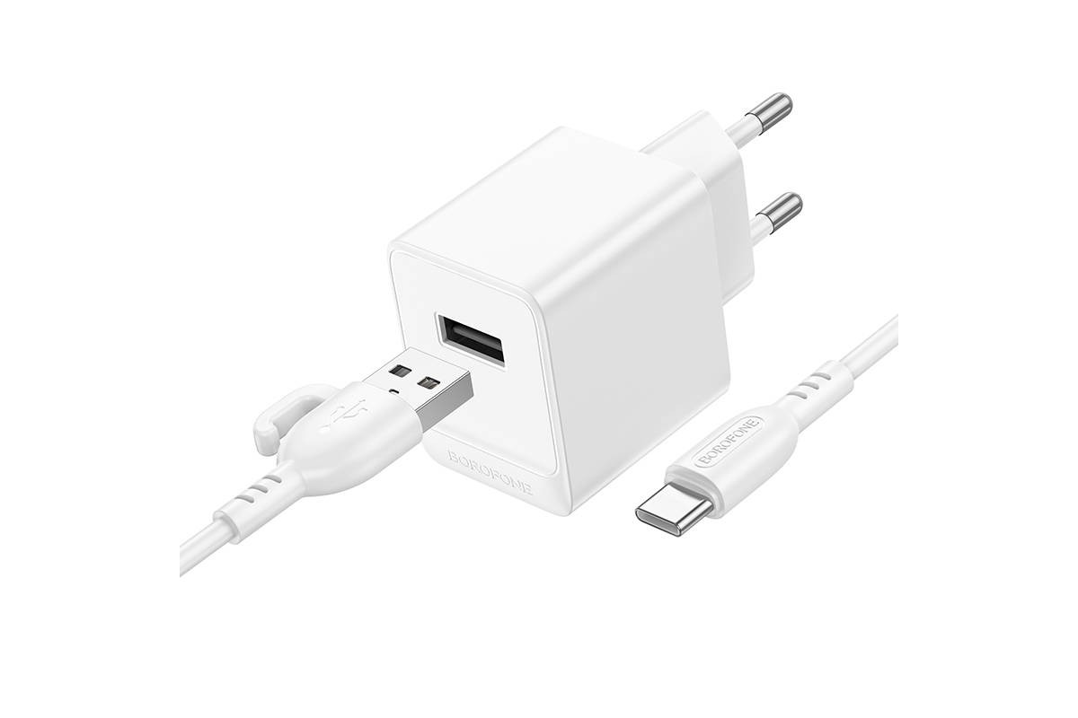 Сетевое зарядное устройство USB + кабель Type-C BOROFONE BAS11A Erudite (белый)