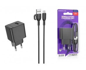 Сетевое зарядное устройство USB + кабель MicroUSB BOROFONE BAS11A Erudite (черный)