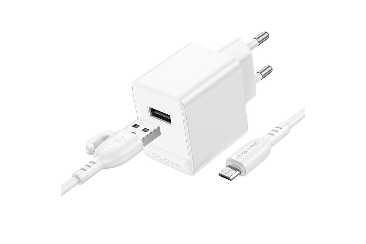 Сетевое зарядное устройство USB + кабель MicroUSB BOROFONE BAS11A Erudite (белый)