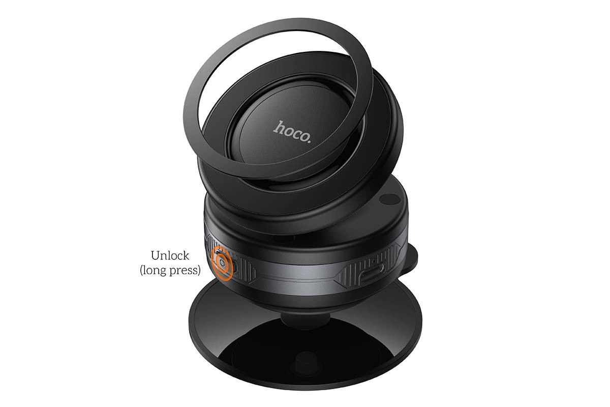 Держатель автомобильный для телефона HOCO H87 Dragon электрический магнитный на присоске черный