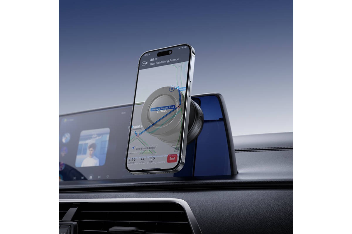 Держатель автомобильный для телефона HOCO H87 Dragon электрический магнитный на присоске черный